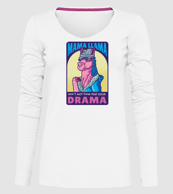 Mama Lama model alb pe tricou