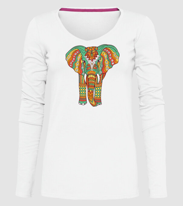 Mandala Elefant model alb pe tricou