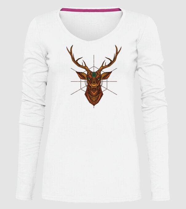 Mandala Cerb model alb pe tricou