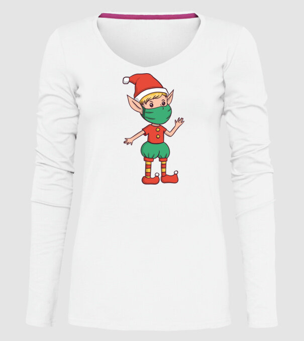 Elf cu mască model alb pe tricou