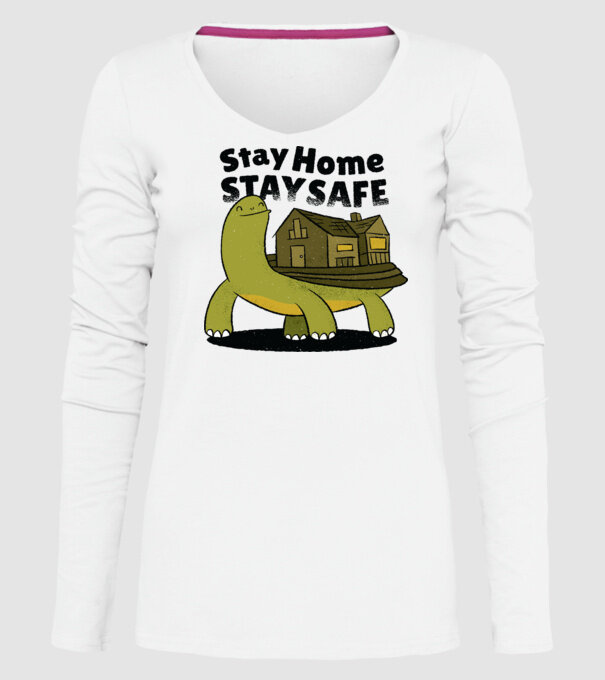 Stai acasă, stai în siguranță Țestoasă model alb pe tricou