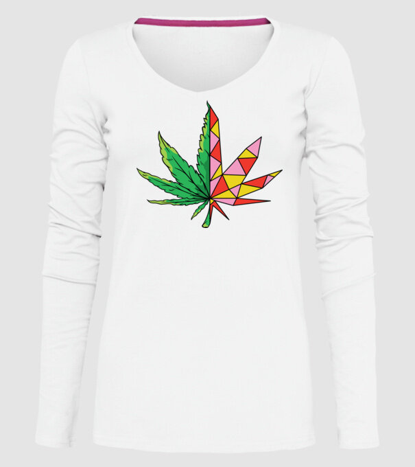 Frunză de marijuana model alb pe tricou