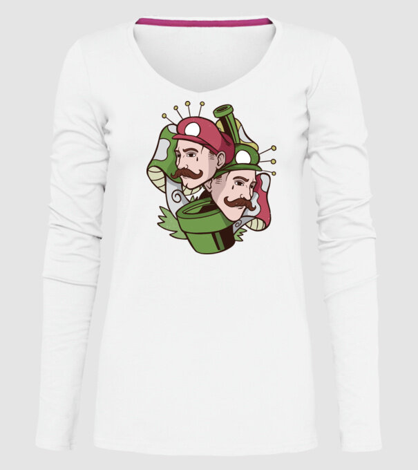 Mario și Luigi model alb pe tricou