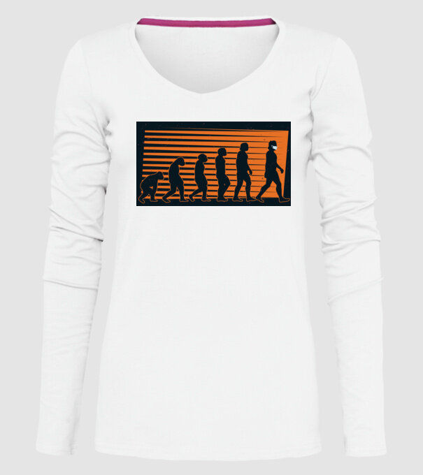 Evoluție Mască model alb pe tricou