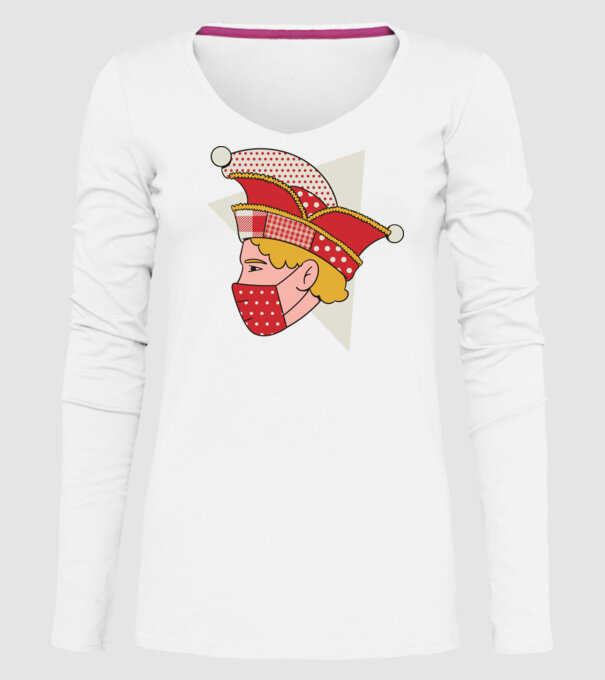 Covid joker model alb pe tricou