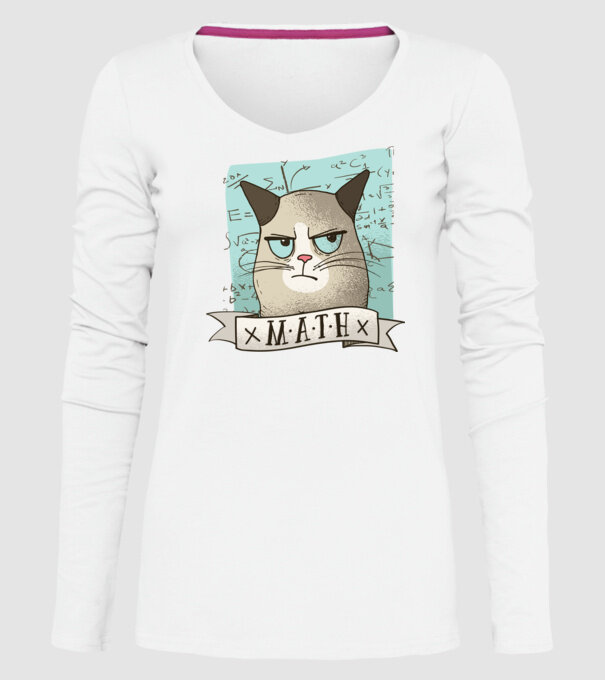 Pisică Matematică model alb pe tricou