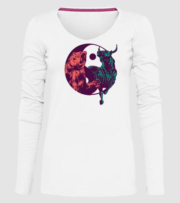 Medve Bika Yin Yang model alb pe tricou