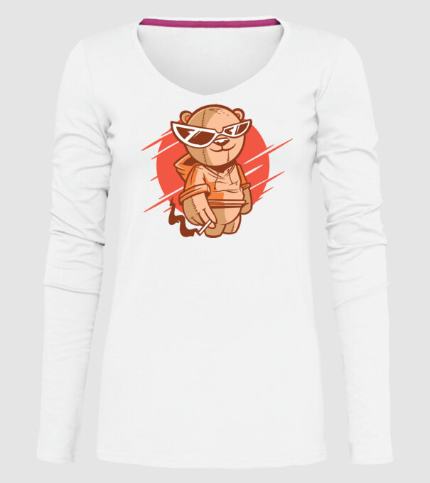 Ursuleț Cool model alb pe tricou