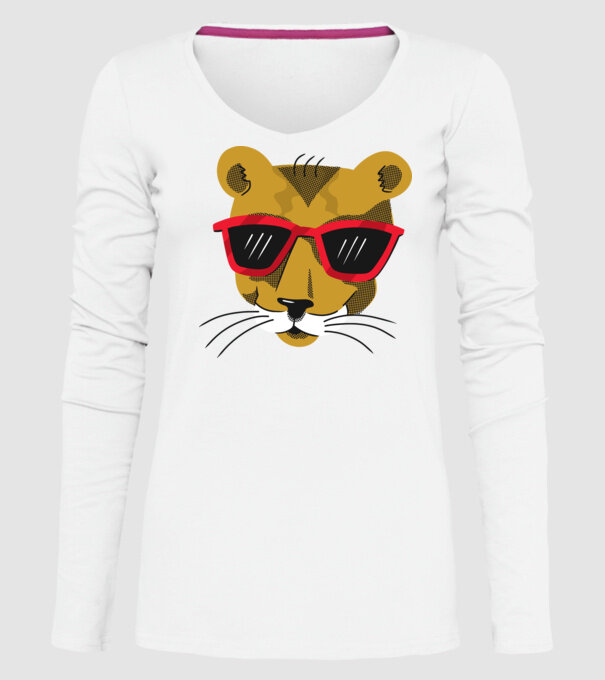 Leu cool model alb pe tricou