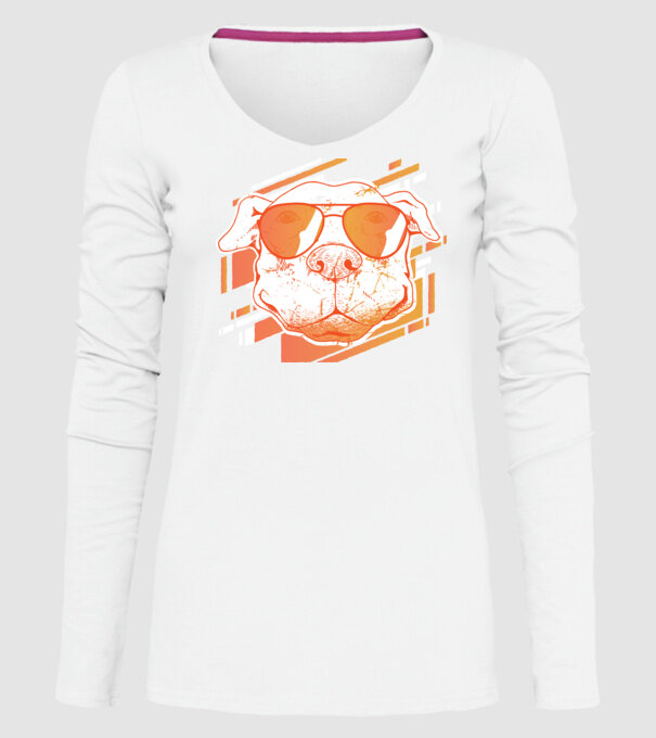 Pitbull Cool în ochelari de soare model alb pe tricou