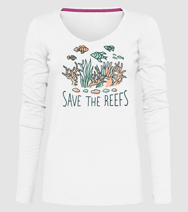 Salvează recifele de corali model alb pe tricou