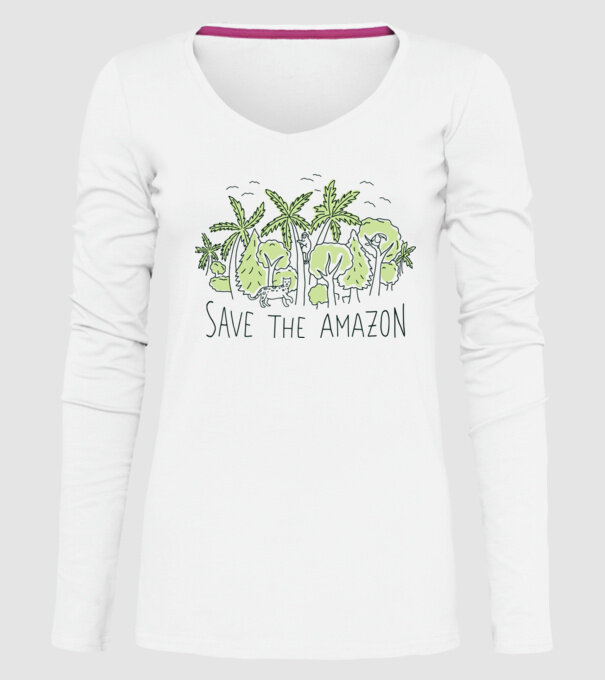 Salvează Pădurea Amazoniană model alb pe tricou