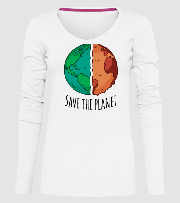Salvați planeta model alb pe tricou