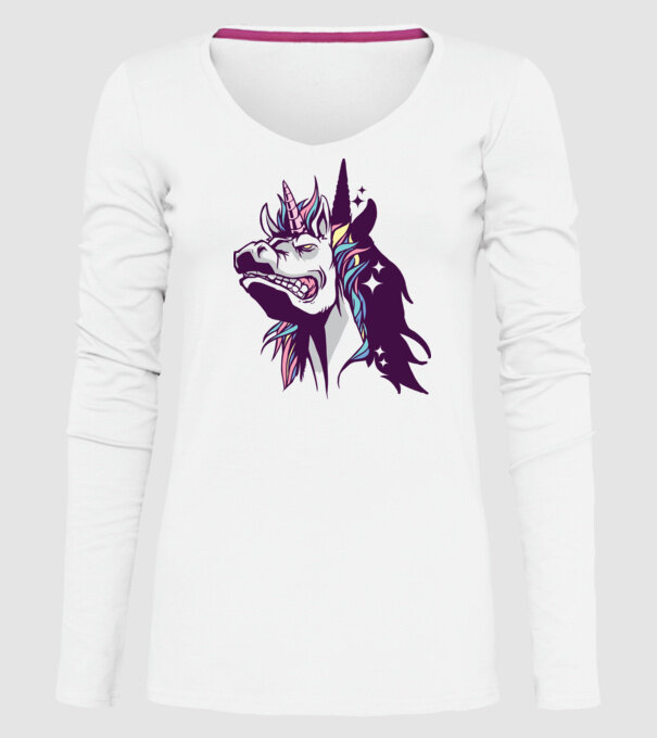 Unicorn supărat model alb pe tricou