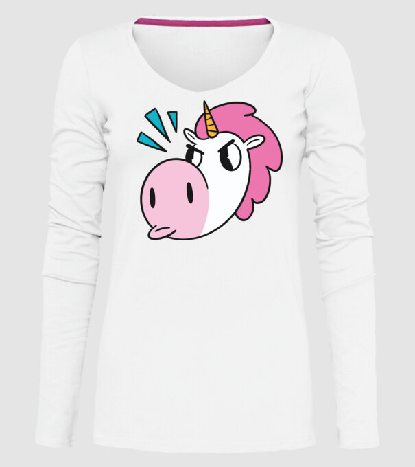Unicorn supărat model alb pe tricou