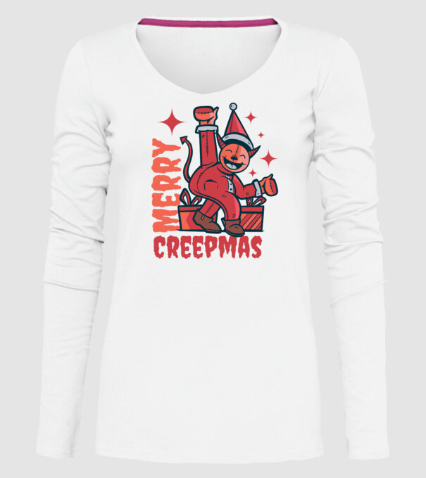 Merry Creepmas model alb pe tricou