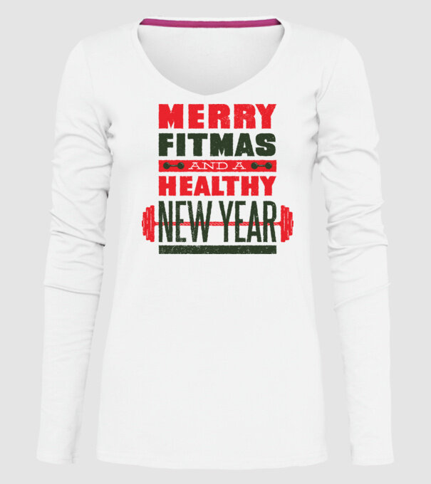 Merry Fitmas and a Healthy New Year tricou amuzant antrenament model alb pe tricou