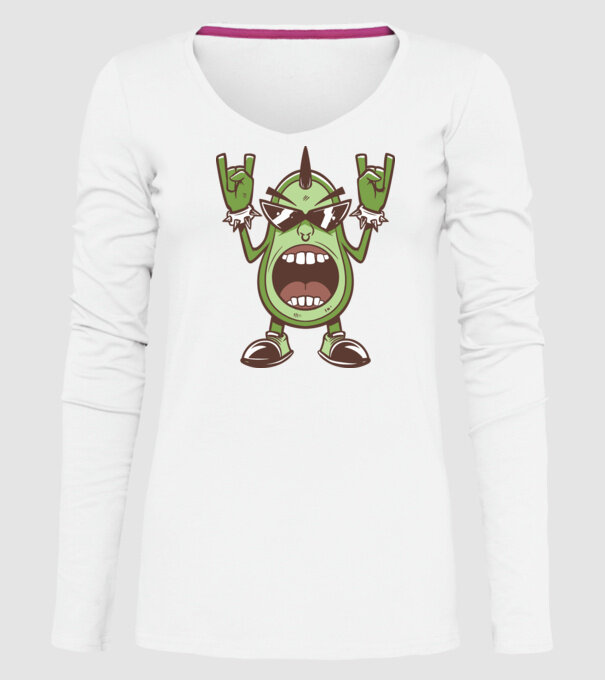 Avocado Metal model alb pe tricou