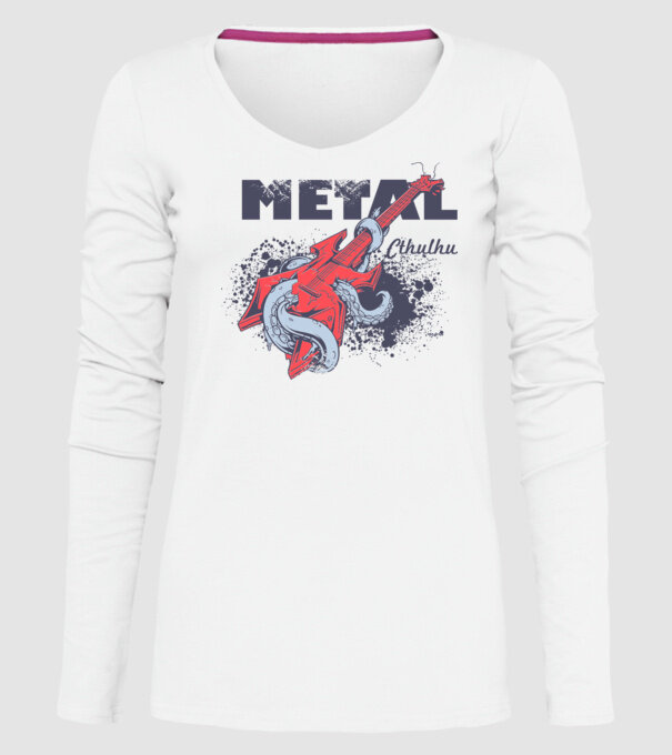 Metal Cthulhu model alb pe tricou