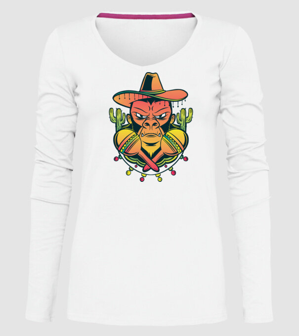 Gorila mexicană model alb pe tricou