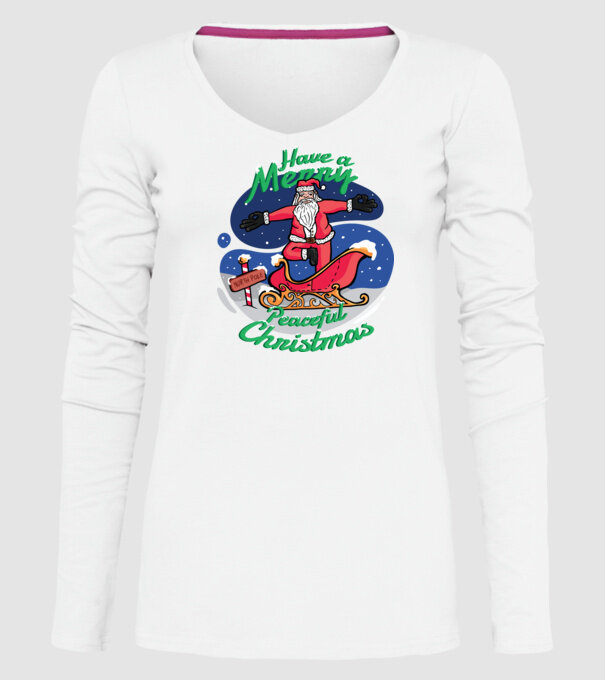 Moș Crăciun Yoga model alb pe tricou