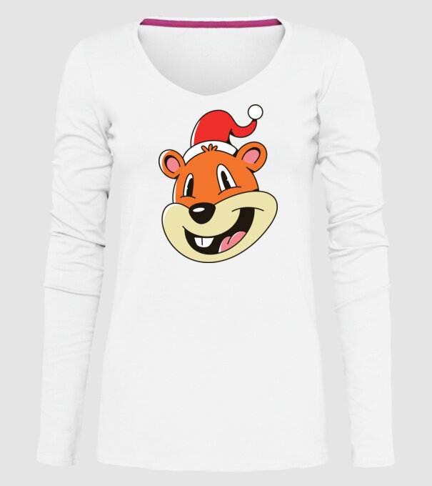 Moș Crăciun Veveriță model alb pe tricou