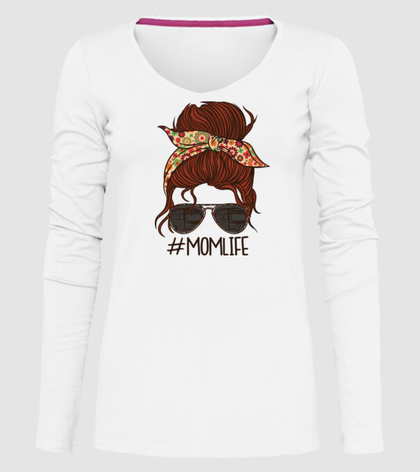 Momlife Hashtag model alb pe tricou