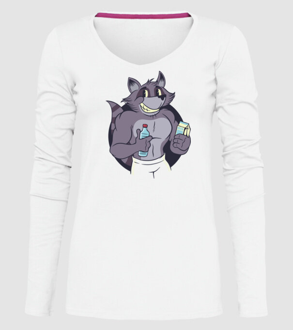 Fitness Raton model alb pe tricou