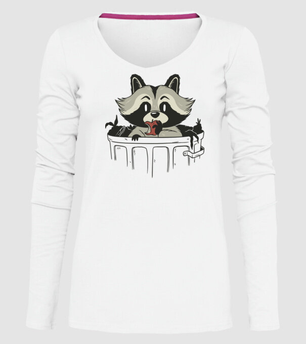 Raton în coș de gunoi model alb pe tricou