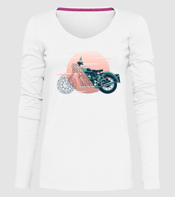 Motocicletă model alb pe tricou