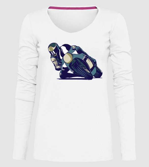 Concurent motocicletă model alb pe tricou