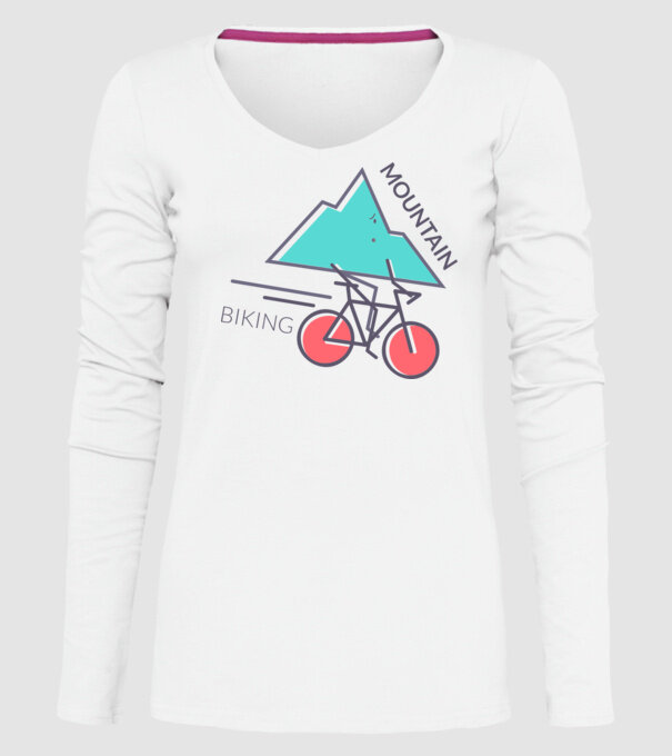 Mountain Biking model alb pe tricou