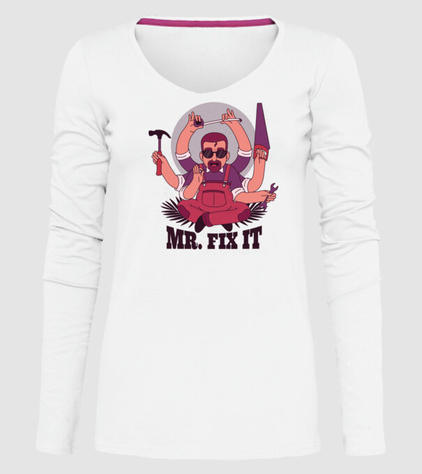 Dl. Fix It - om priceput la toate model alb pe tricou