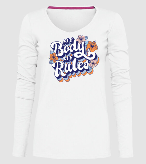 My Body My Rules model alb pe tricou