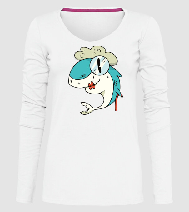 Bunică Rechin model alb pe tricou
