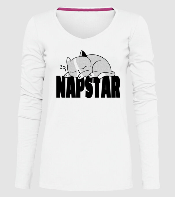 Pisică Napstar model alb pe tricou