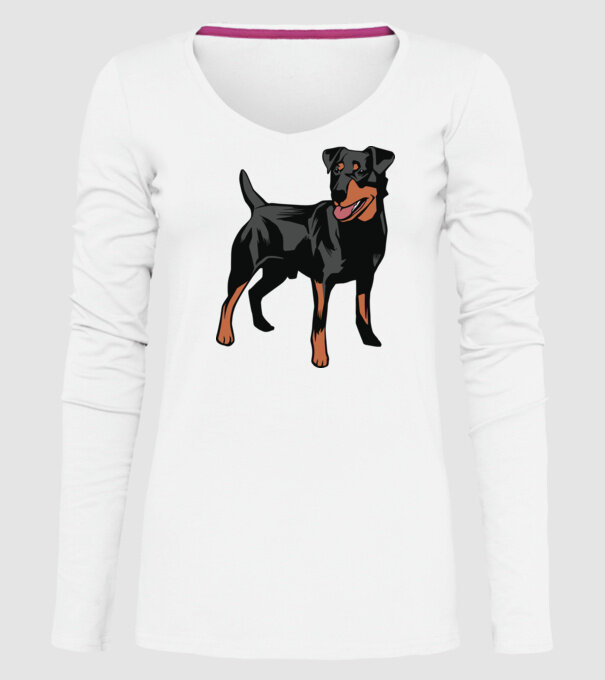 Câine de vânătoare german Terrier model alb pe tricou