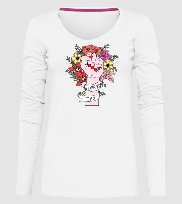 Ziua Internațională a Femeii 8 martie model alb pe tricou