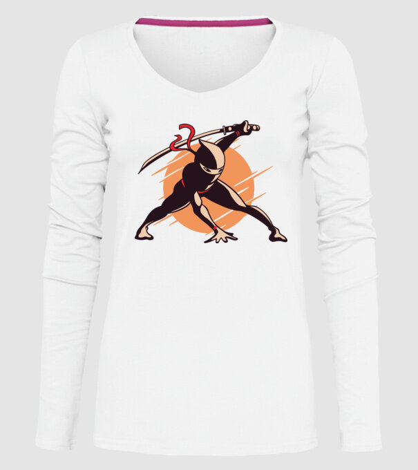 Ninja model alb pe tricou