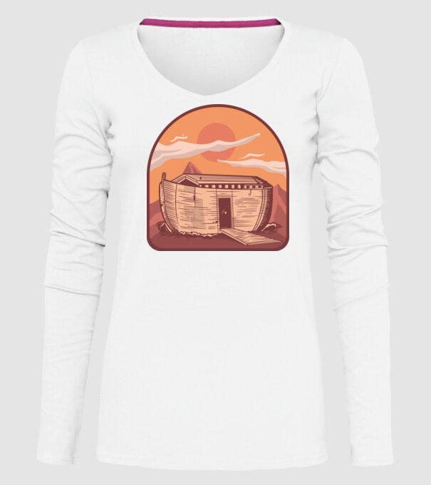 Arca lui Noe model alb pe tricou