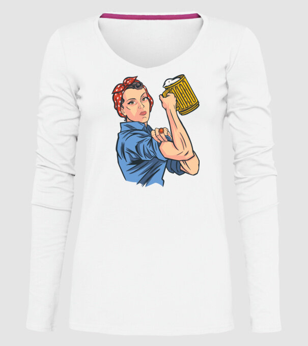 Emanciparea femeilor Bere model alb pe tricou