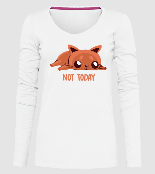 Not today pisică model alb pe tricou