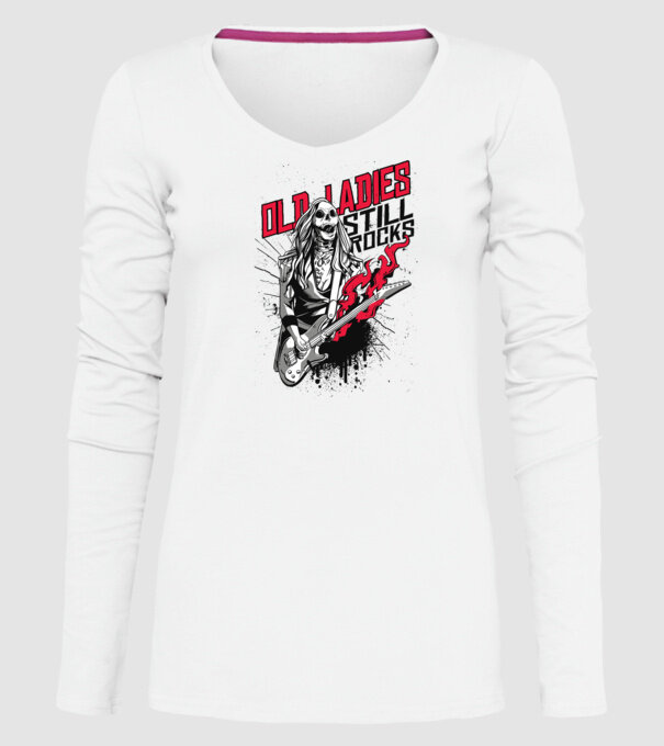 Old Ladies still Rocks model alb pe tricou