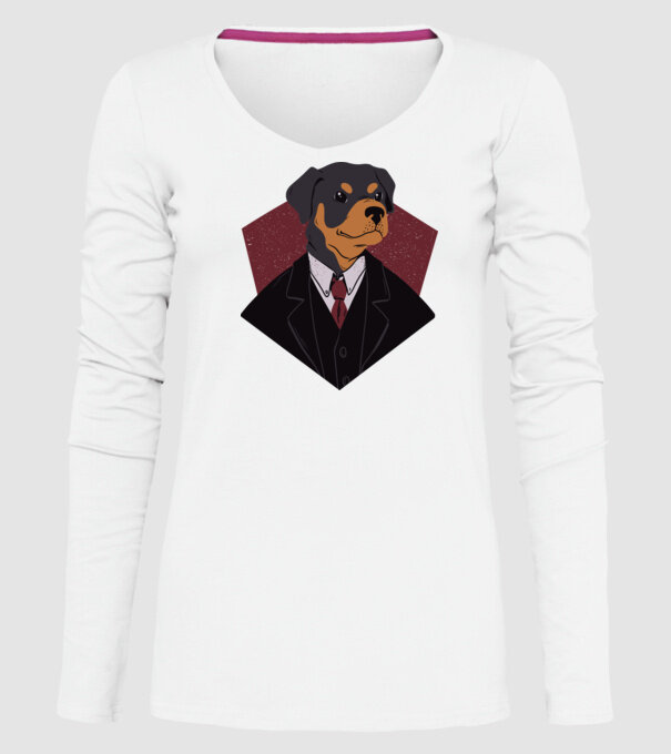 Câine în Costum model alb pe tricou