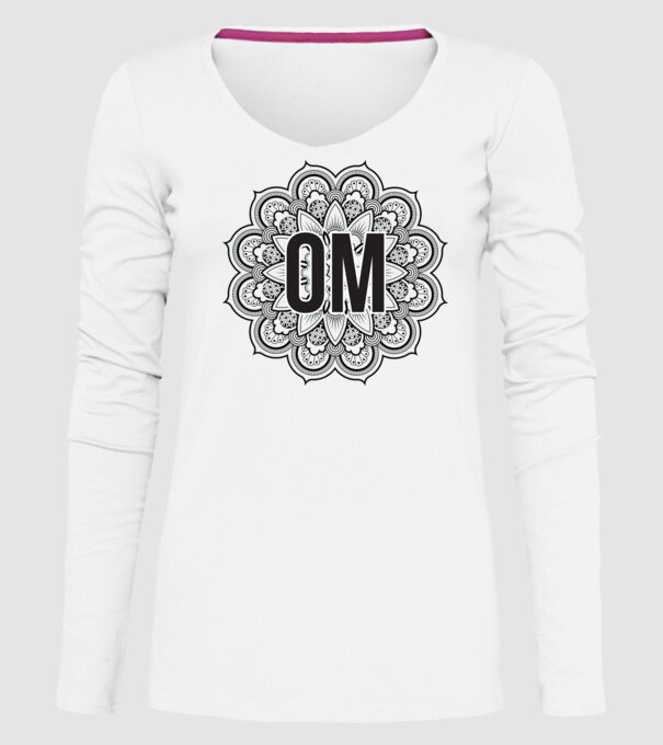 OM Mandala model alb pe tricou