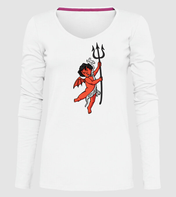Diavol cu Țigaretă model alb pe tricou