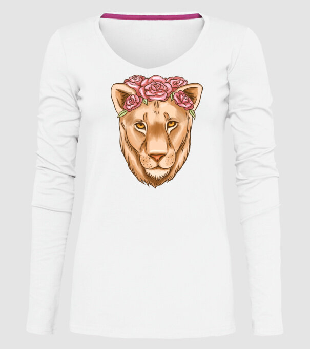 Doamnă leu model alb pe tricou