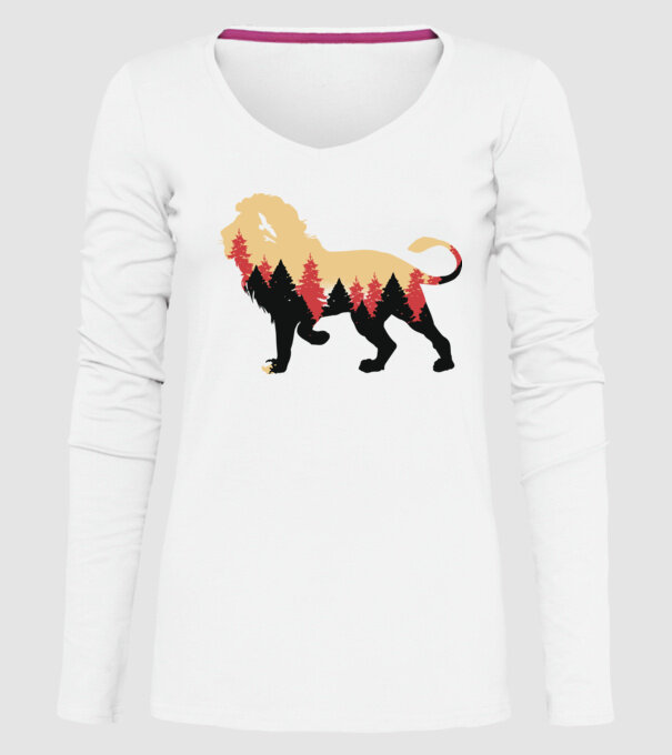 Siluetă Leu model alb pe tricou