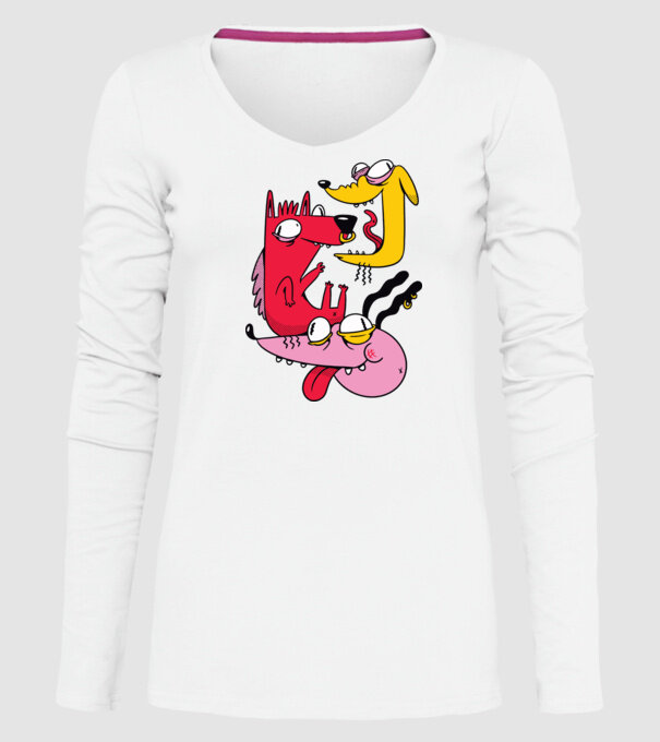 Câini nebuni model alb pe tricou