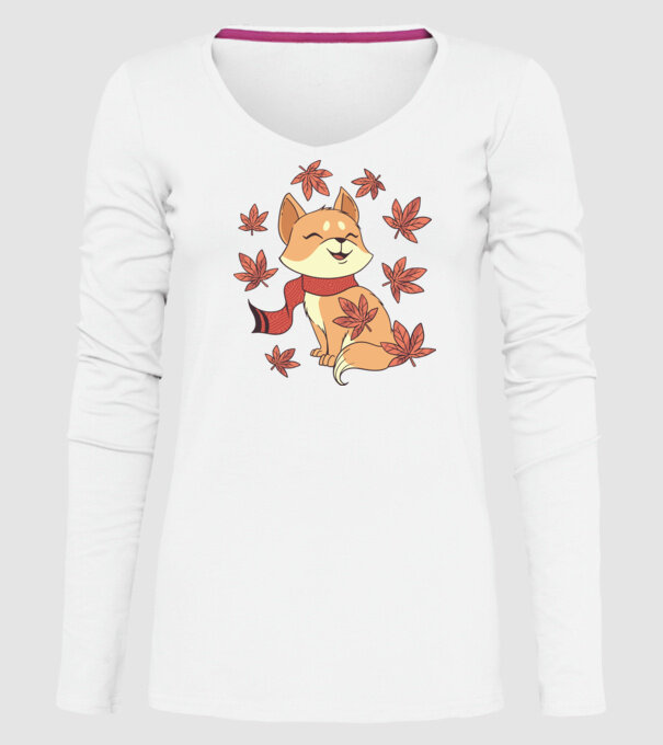 Pisică Toamna model alb pe tricou